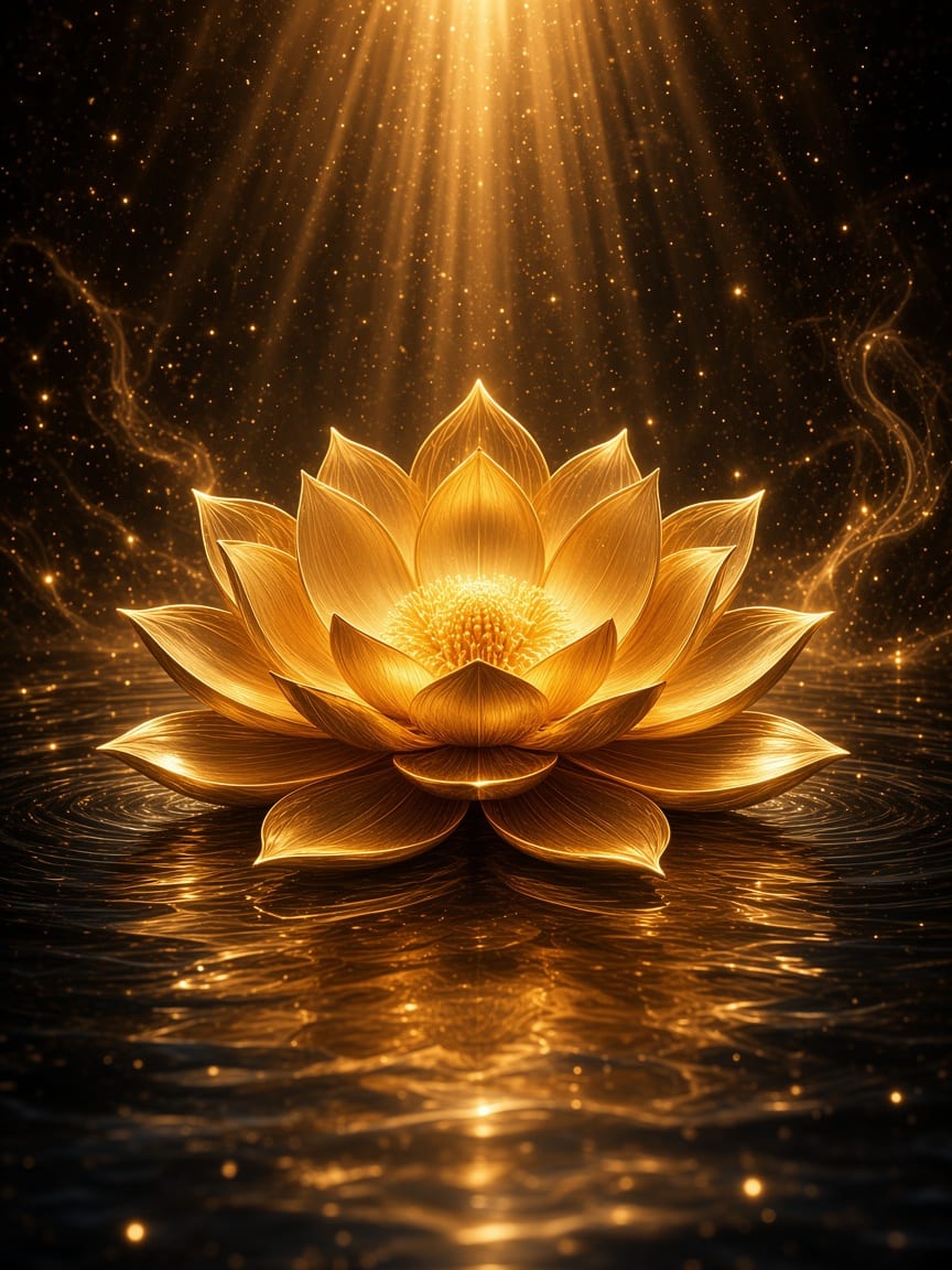 Lotus doré lumineux — symbole de révélation